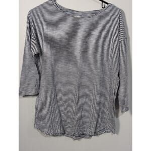 Chico's The Ultimate Tee Shirt Women's Size Small 0 Blue Navy Thin Breton Stripe